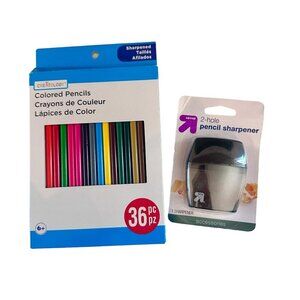Creatology 36-Pc Colored Pencils and Up Up 2-Hole Pencil Sharpener New In Box